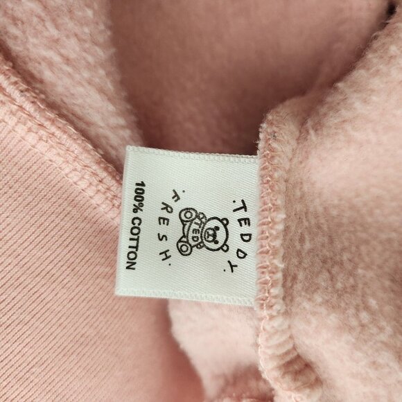 Teddy Fresh Sweatshirt Unisex M Need A Hug Color Block Mock Neck Black Pink - Picture 13 of 16